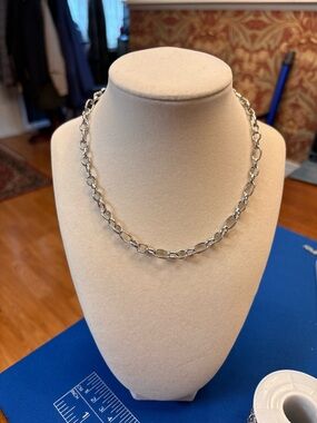 New short Silver Oval Link Necklace - Polished Silver Chain